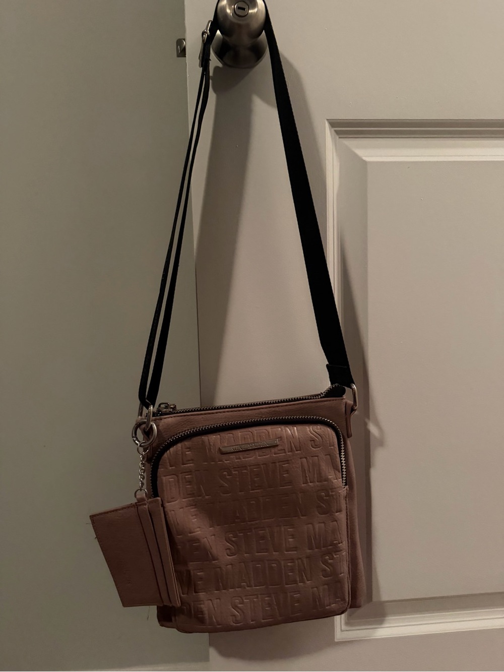 Steve Madden Mauve Embossed Crossbody with Black Strap. Bags are $10 each